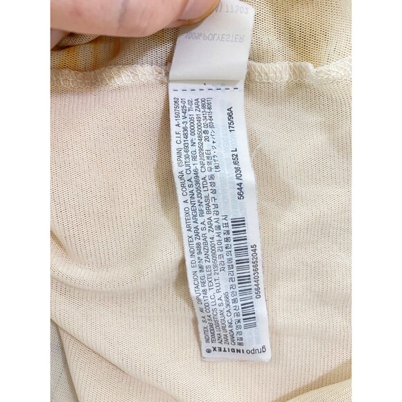 Womens Large Shirt Zara Basics Col Yellow and White See Through Negative Print - Picture 11 of 14